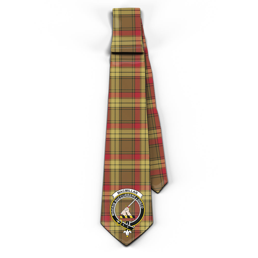 MacMillan Old Weathered Tartan Classic Necktie with Family Crest - Tartan Vibes Clothing