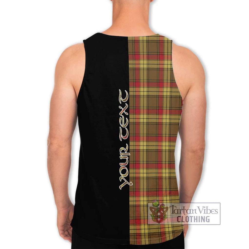 MacMillan Old Weathered Tartan Men's Tank Top with Family Crest and Half Of Me Style - Tartanvibesclothing Shop