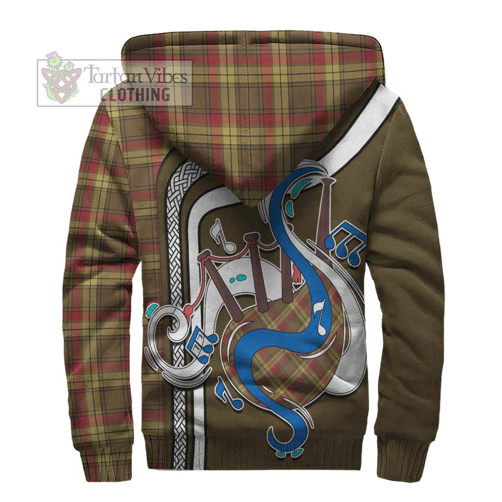 MacMillan Old Weathered Tartan Sherpa Hoodie with Epic Bagpipe Style - Tartanvibesclothing Shop