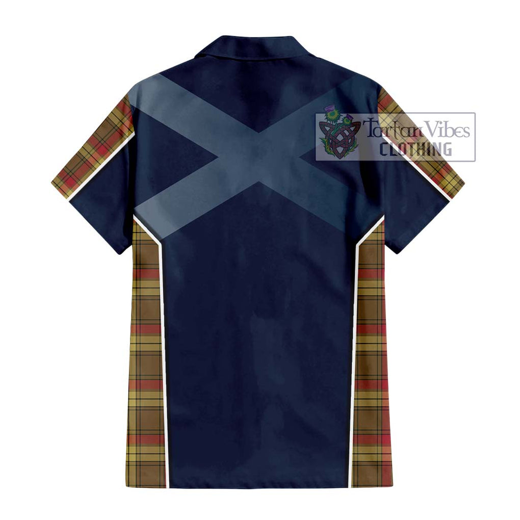 MacMillan Old Weathered Tartan Short Sleeve Button Shirt with Family Crest and Lion Rampant Vibes Sport Style - Tartan Vibes Clothing