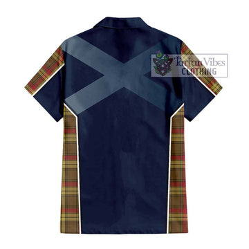 MacMillan Old Weathered Tartan Short Sleeve Button Shirt with Family Crest and Lion Rampant Vibes Sport Style