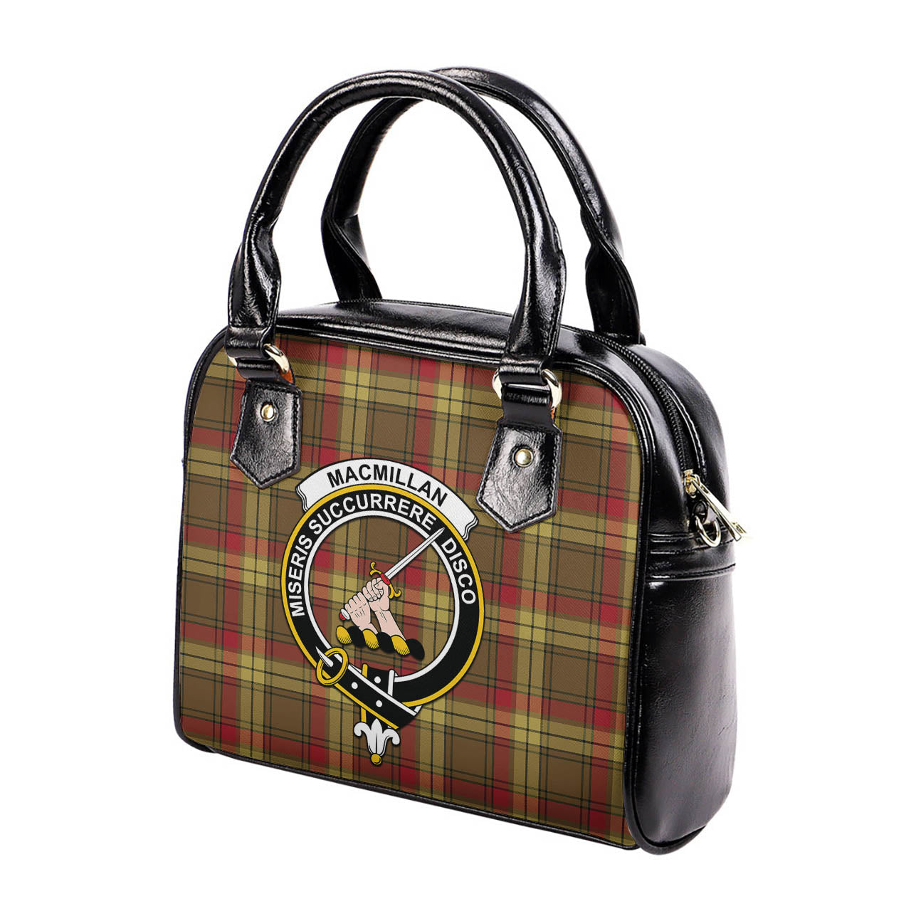 MacMillan Old Weathered Tartan Shoulder Handbags with Family Crest - Tartanvibesclothing