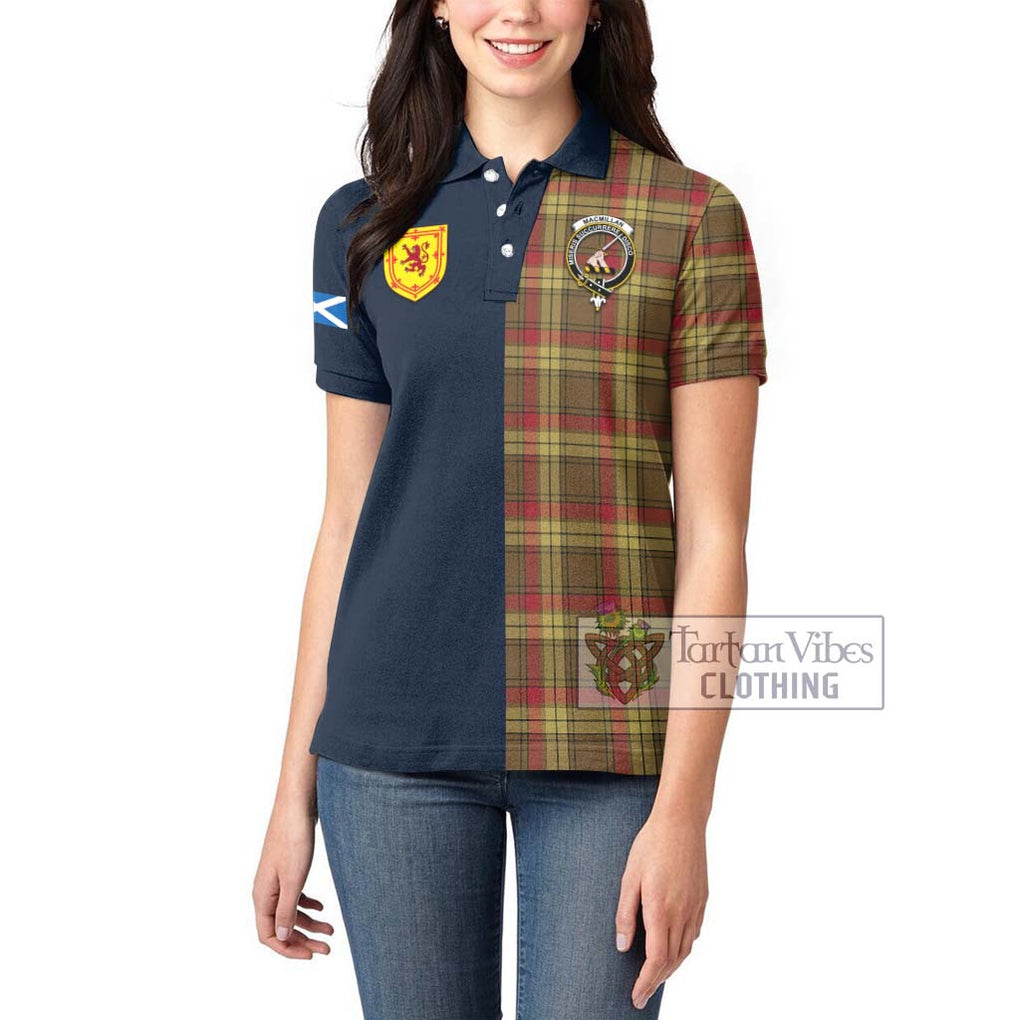 Tartan Vibes Clothing MacMillan Old Weathered Tartan Women's Polo Shirt with Scottish Lion Royal Arm Half Style