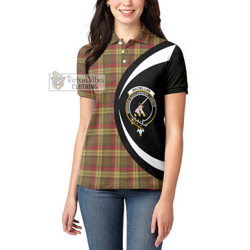 MacMillan Old Weathered Tartan Women's Polo Shirt with Family Crest Circle Style