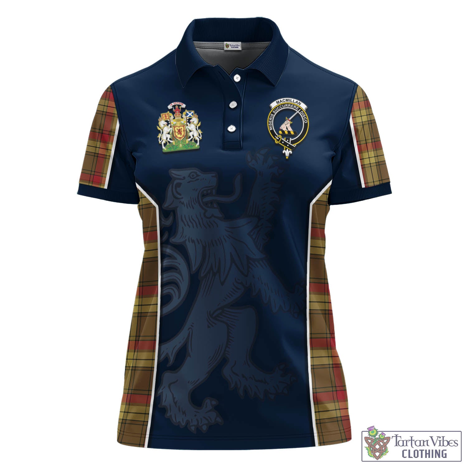 MacMillan Old Weathered Tartan Women's Polo Shirt with Family Crest and Lion Rampant Vibes Sport Style - Tartan Vibes Clothing