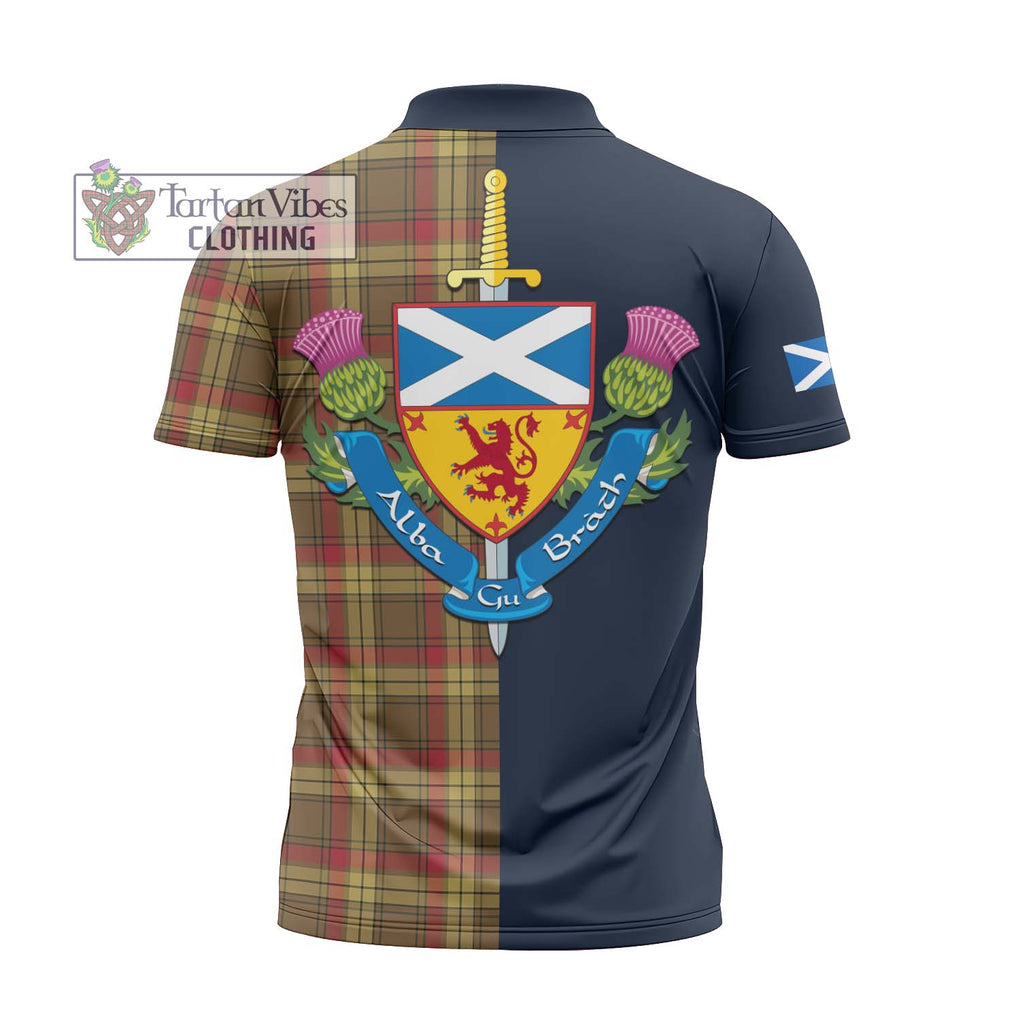 Tartan Vibes Clothing MacMillan Old Weathered Tartan Zipper Polo Shirt with Scottish Lion Royal Arm Half Style