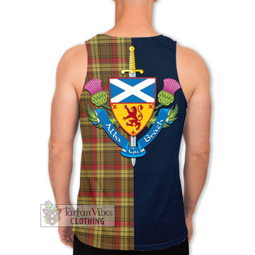 MacMillan Old Weathered Tartan Men's Tank Top Alba with Scottish Lion Royal Arm Half Style