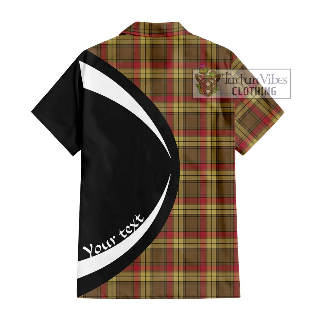 MacMillan Old Weathered Tartan Short Sleeve Button Up with Family Crest Circle Style - Tartan Vibes Clothing