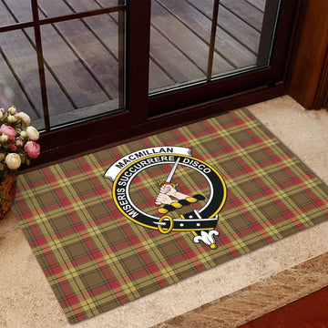 MacMillan Old Weathered Tartan Door Mat with Family Crest