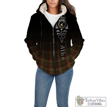 MacMillan Old Weathered Tartan Sherpa Hoodie Featuring Alba Gu Brath Family Crest Celtic Inspired