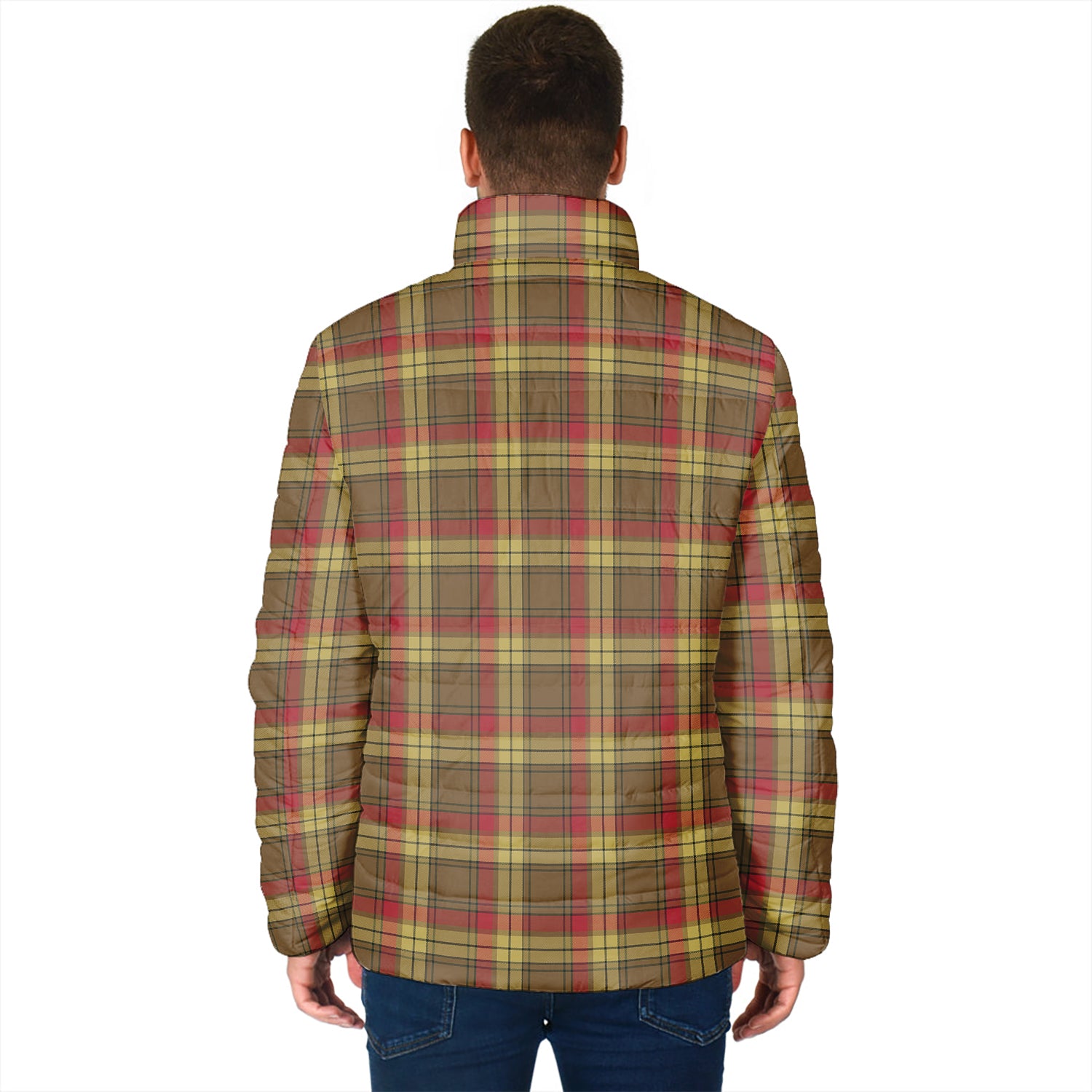 MacMillan Old Weathered Tartan Padded Jacket with Family Crest - Tartan Vibes Clothing