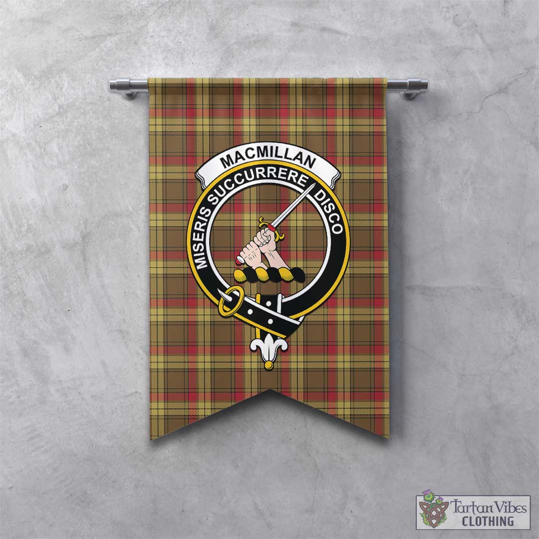 Tartan Vibes Clothing MacMillan Old Weathered Tartan Gonfalon, Tartan Banner with Family Crest