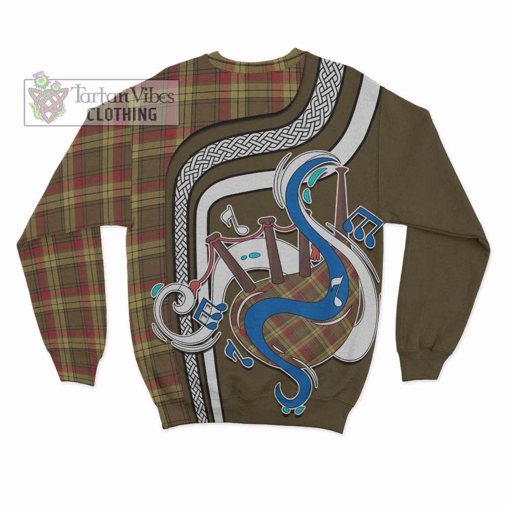 Tartan Vibes Clothing MacMillan Old Weathered Tartan Sweatshirt with Epic Bagpipe Style