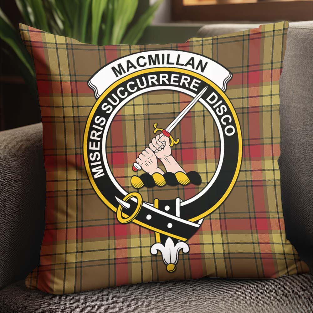 MacMillan Old Weathered Tartan Pillow Cover with Family Crest - Tartanvibesclothing