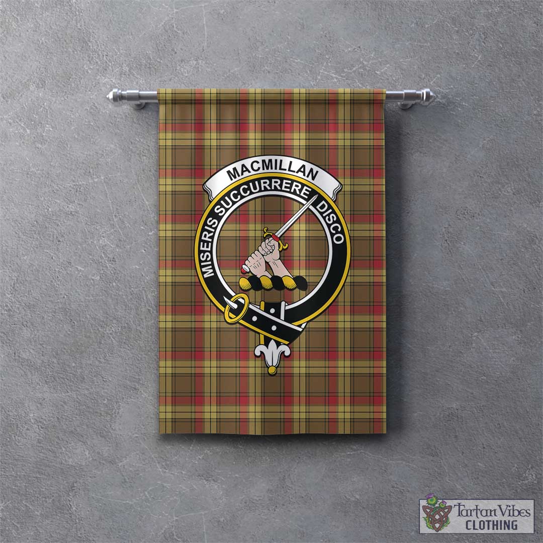 Tartan Vibes Clothing MacMillan Old Weathered Tartan Gonfalon, Tartan Banner with Family Crest