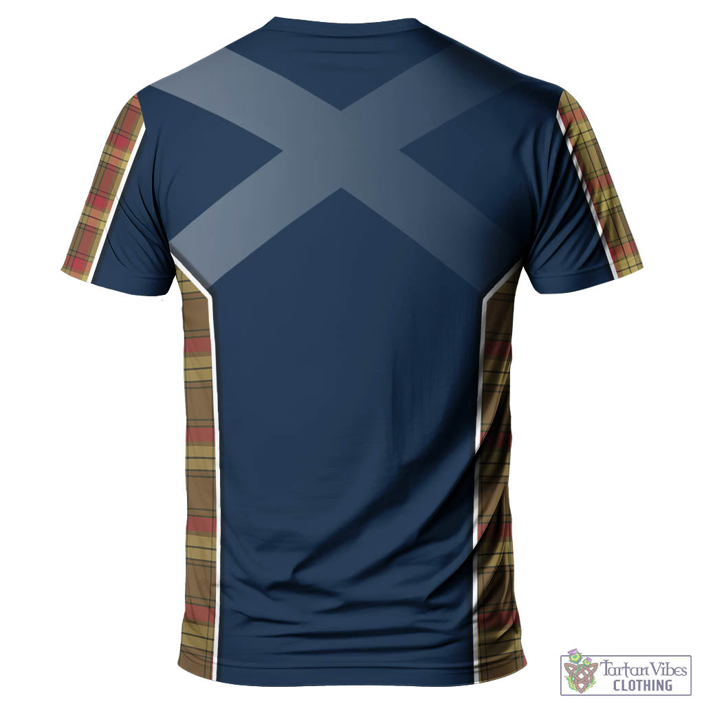 Tartan Vibes Clothing MacMillan Old Weathered Tartan T-Shirt with Family Crest and Scottish Thistle Vibes Sport Style