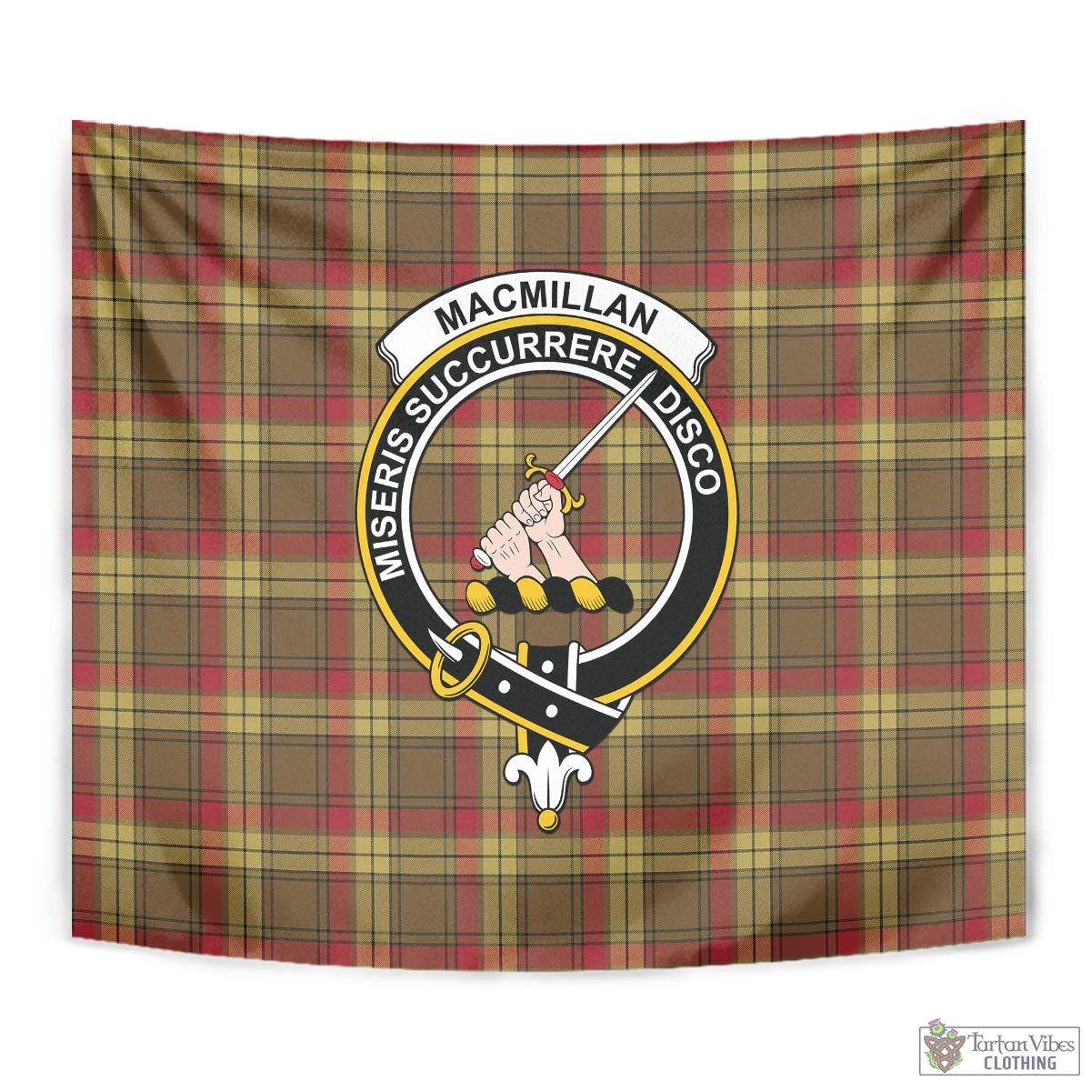 Tartan Vibes Clothing MacMillan Old Weathered Tartan Tapestry Wall Hanging and Home Decor for Room with Family Crest