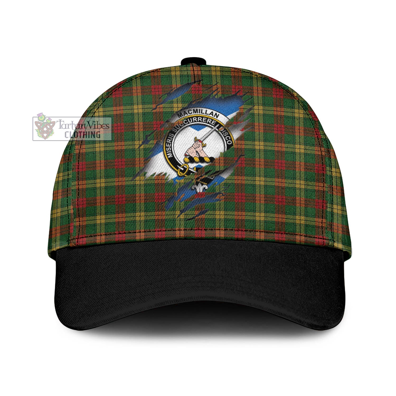 Tartan Vibes Clothing MacMillan Society of Glasgow Tartan Classic Cap with Family Crest In Me Style