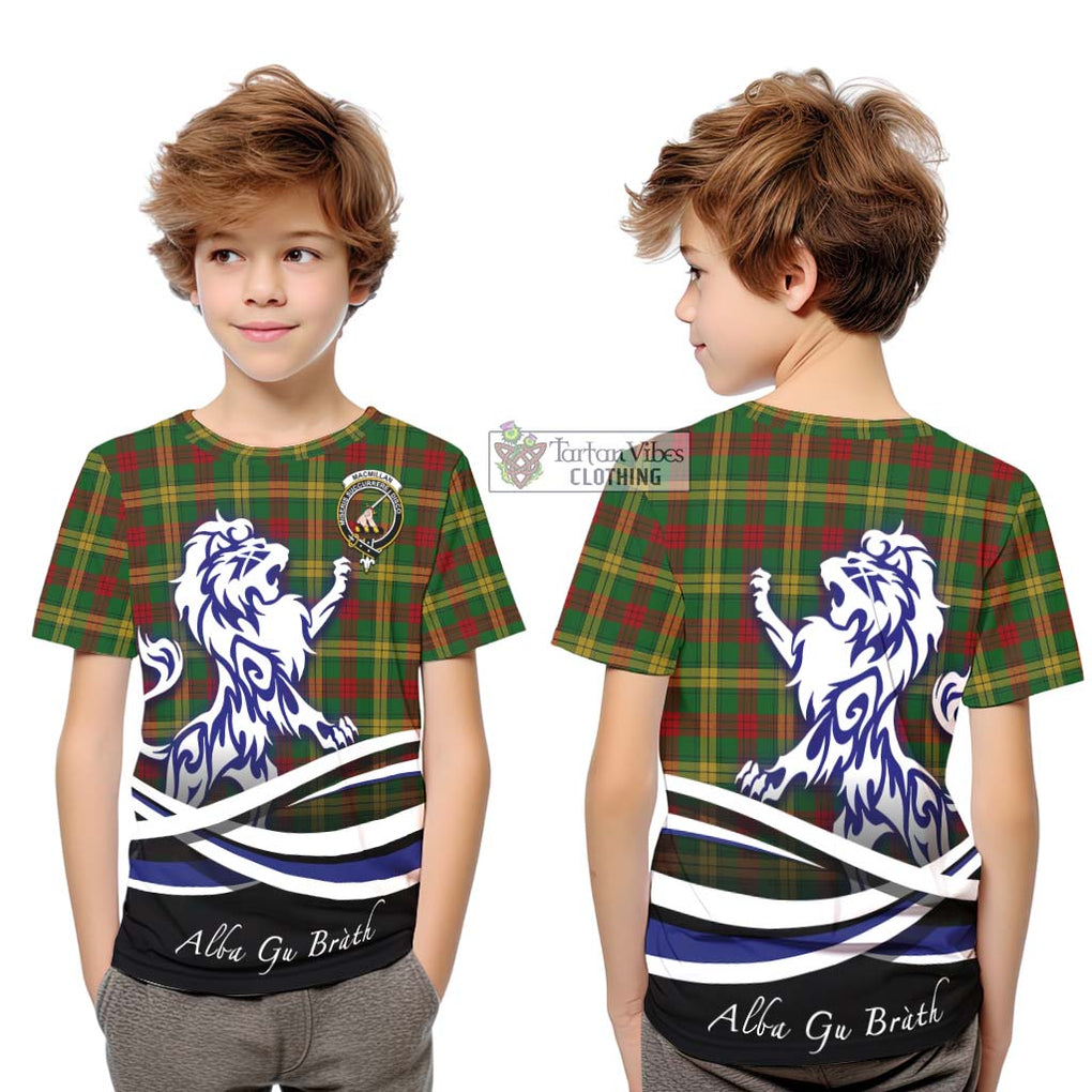 MacMillan Society of Glasgow Tartan Kid T-Shirt with Alba Gu Brath Regal Lion Emblem Youth XL Size14 - Tartanvibesclothing Shop