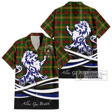 MacMillan Society of Glasgow Tartan Short Sleeve Button Shirt with Alba Gu Brath Regal Lion Emblem