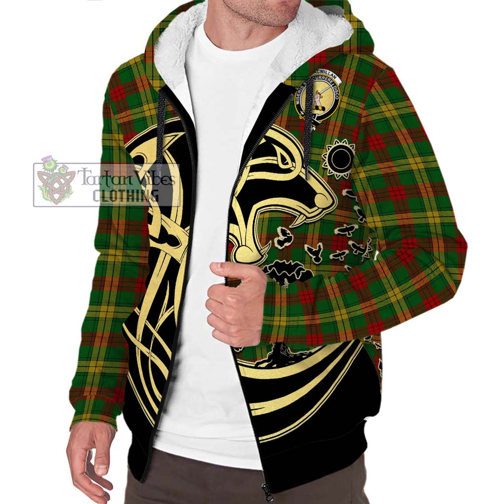 MacMillan Society of Glasgow Tartan Sherpa Hoodie with Family Crest Celtic Wolf Style Unisex S - Tartan Vibes Clothing