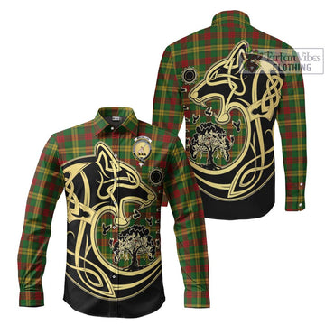 MacMillan Society of Glasgow Tartan Long Sleeve Button Shirt with Family Crest Celtic Wolf Style