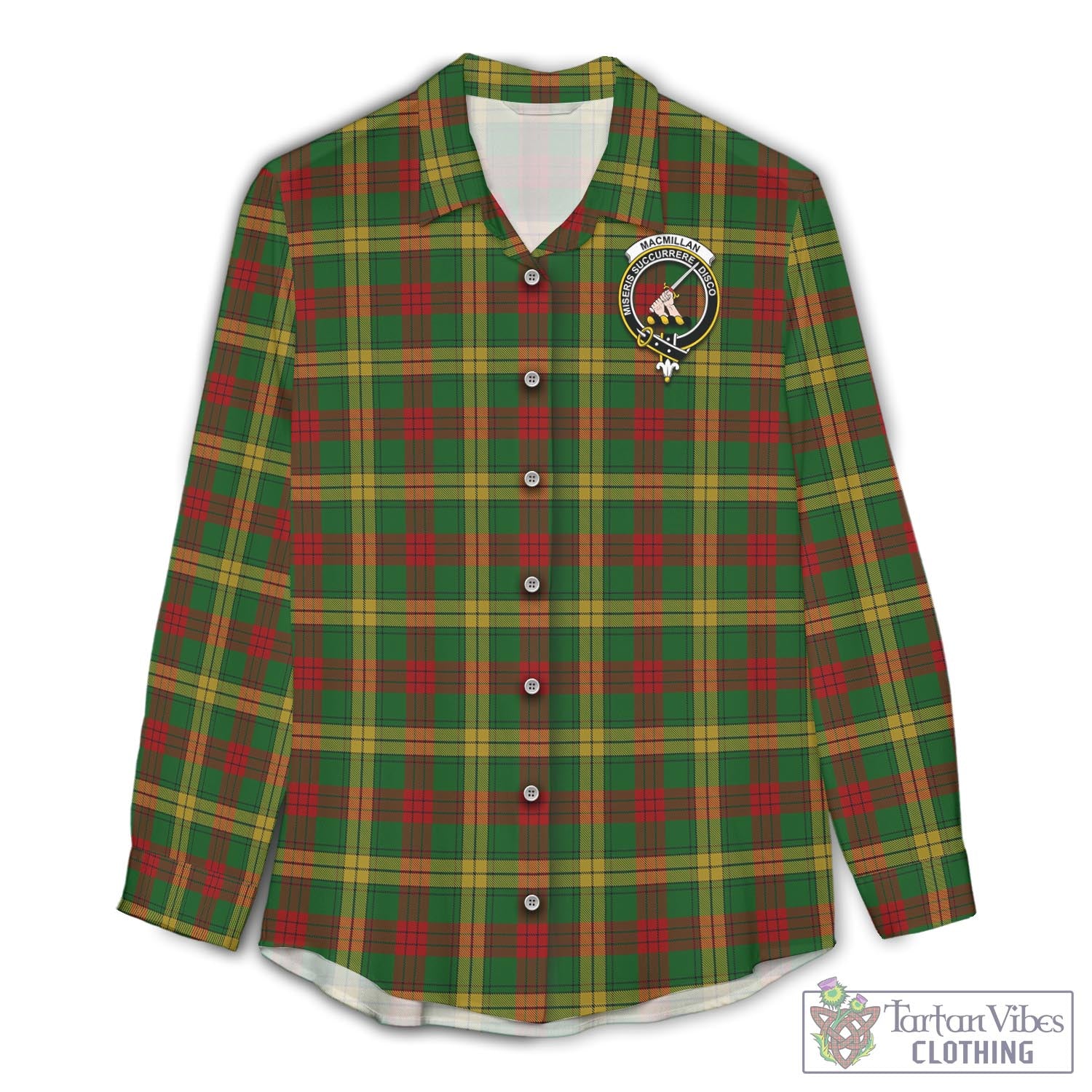 Tartan Vibes Clothing MacMillan Society of Glasgow Tartan Womens Casual Shirt with Family Crest