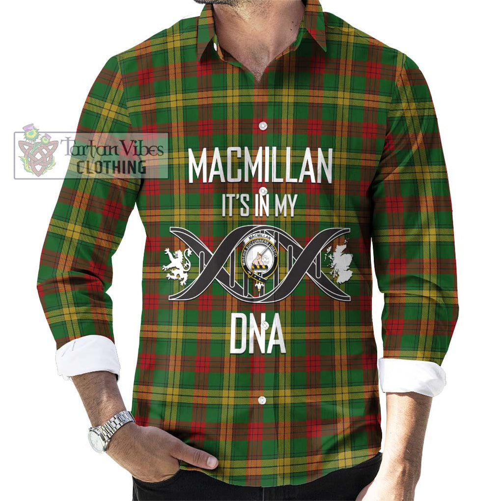 MacMillan Society of Glasgow Tartan Long Sleeve Button Shirt with Family Crest DNA In Me Style Men's Shirt S - Tartanvibesclothing Shop