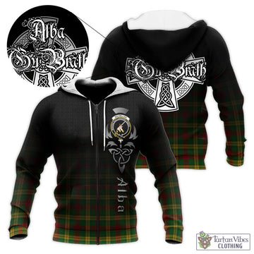 MacMillan Society of Glasgow Tartan Knitted Hoodie Featuring Alba Gu Brath Family Crest Celtic Inspired