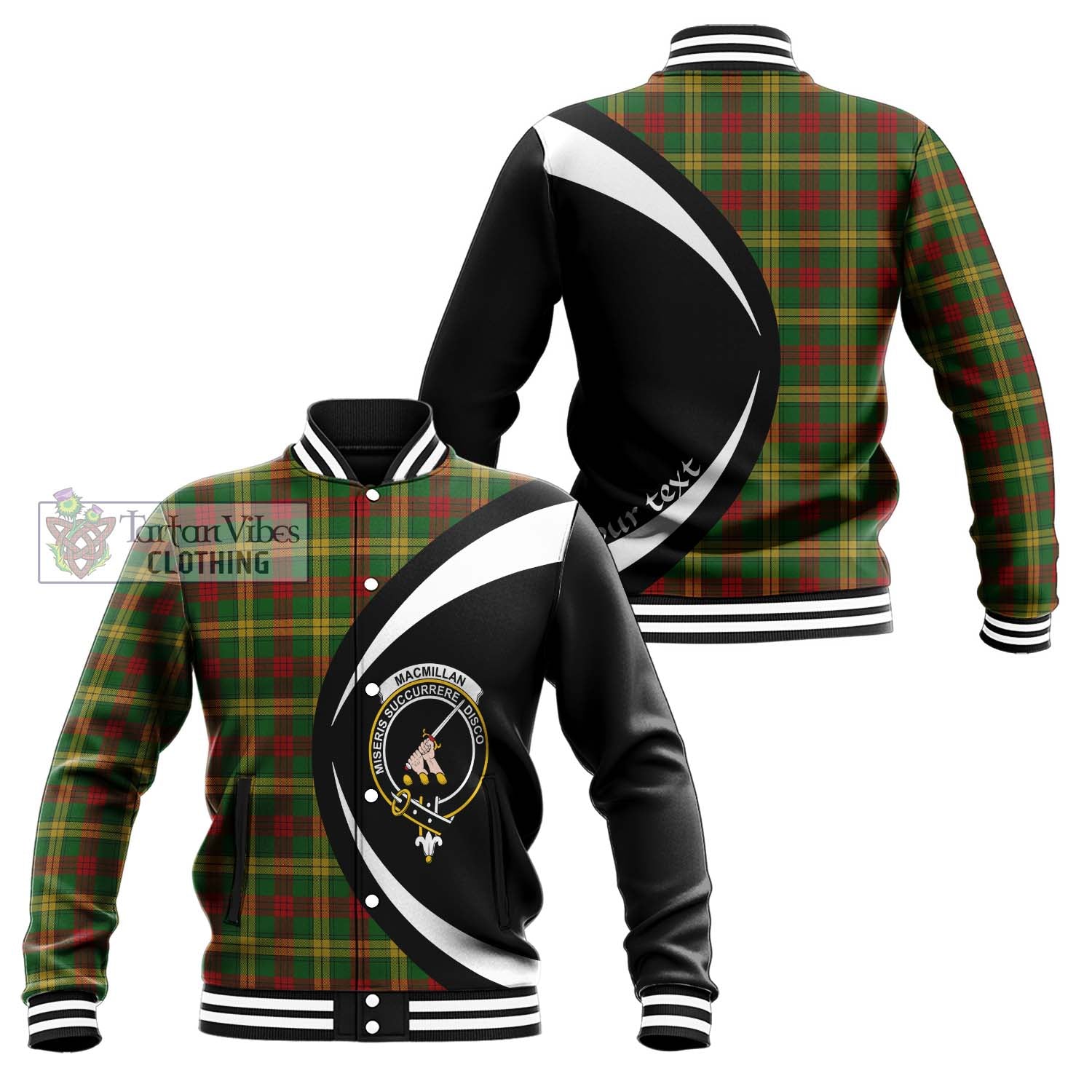 MacMillan Society of Glasgow Tartan Baseball Jacket with Family Crest Circle Style Unisex - Tartan Vibes Clothing