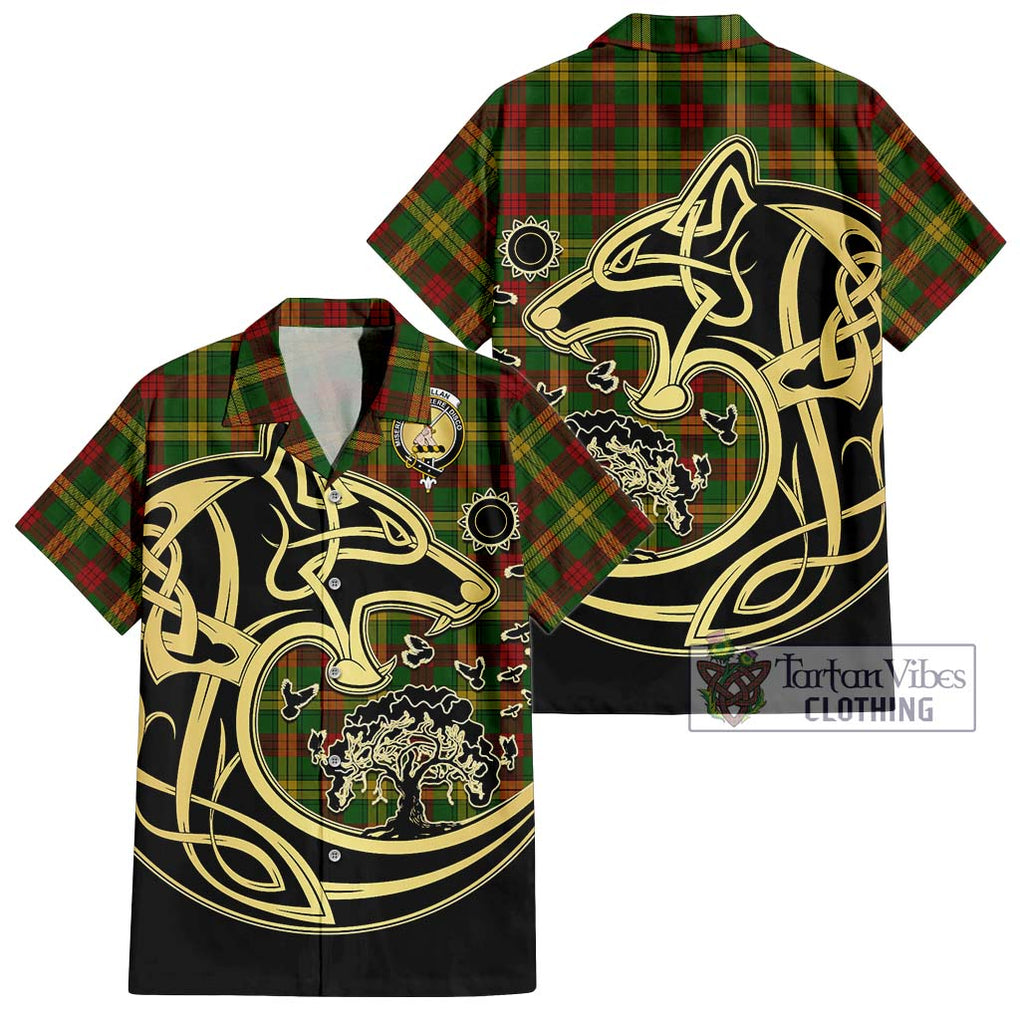 MacMillan Society of Glasgow Tartan Short Sleeve Button Shirt with Family Crest Celtic Wolf Style Kid - Tartan Vibes Clothing