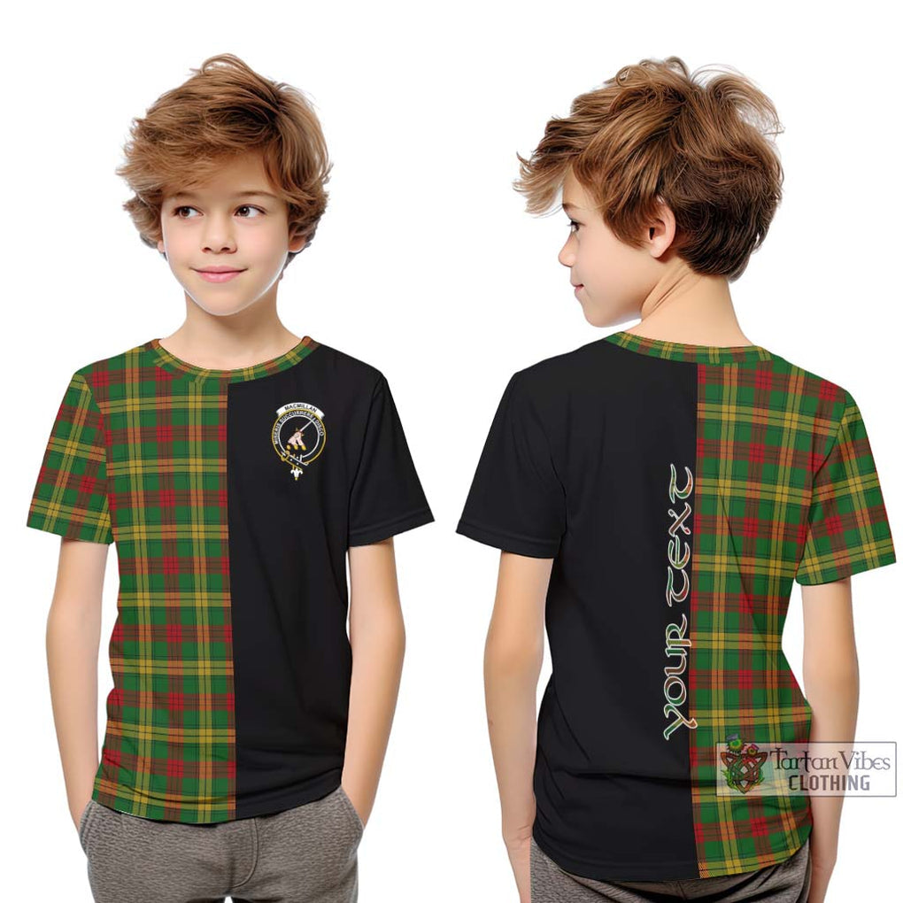 MacMillan Society of Glasgow Tartan Kid T-Shirt with Family Crest and Half Of Me Style Youth XL Size14 - Tartanvibesclothing Shop