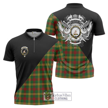 MacMillan Society of Glasgow Tartan Zipper Polo Shirt with Family Crest and Military Logo Style