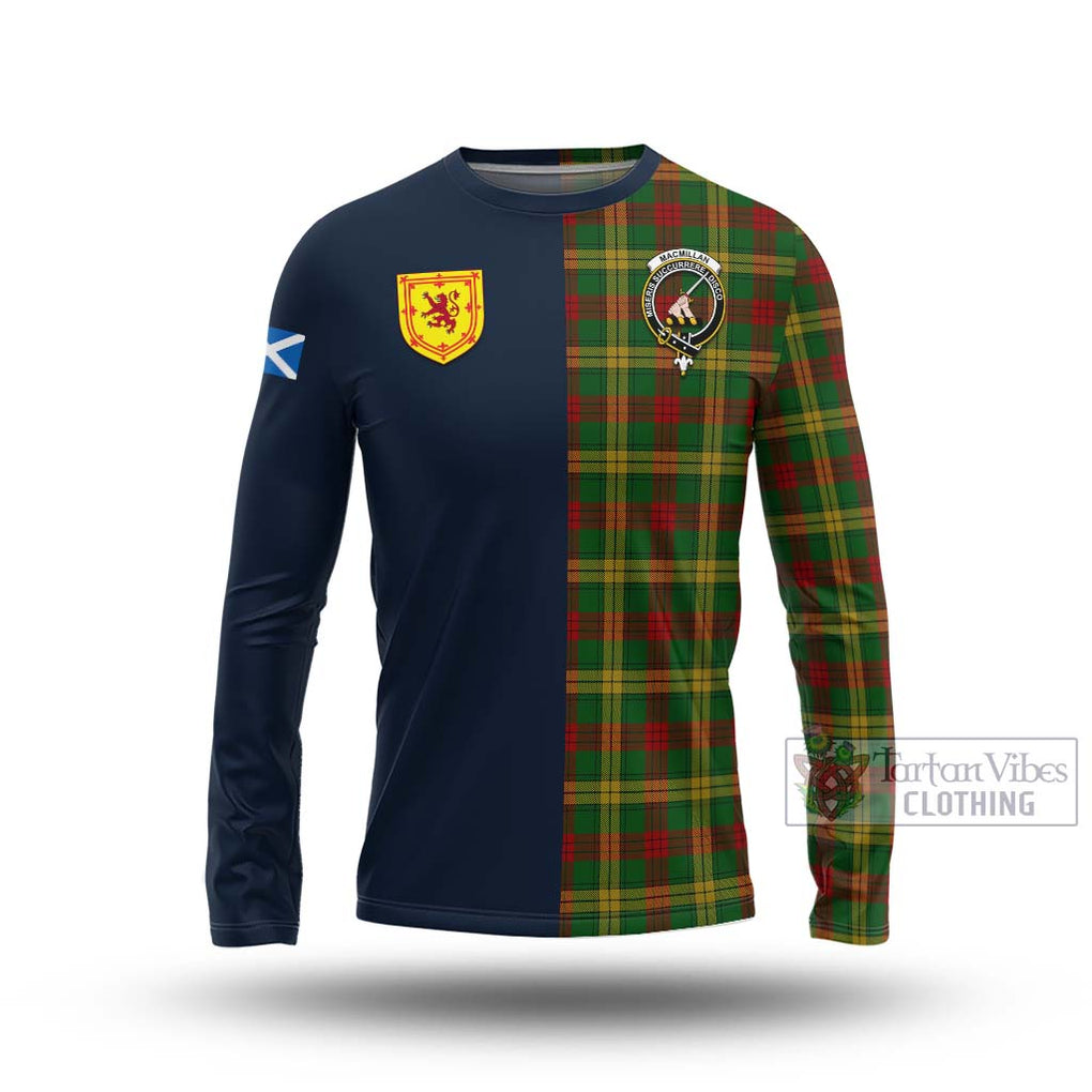 Tartan Vibes Clothing MacMillan Society of Glasgow Tartan Long Sleeve T-Shirt with Scottish Lion Royal Arm Half Style