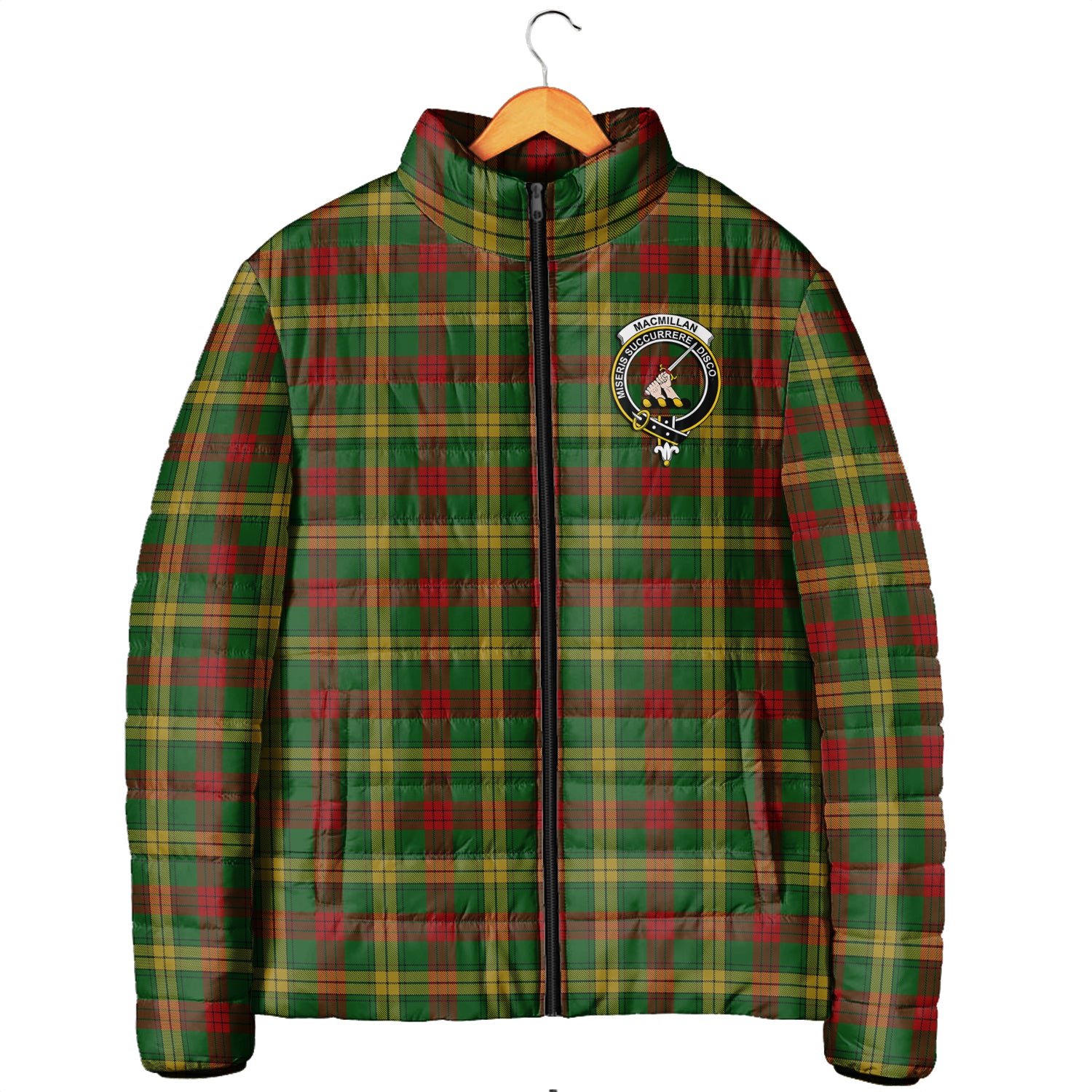 MacMillan Society of Glasgow Tartan Padded Jacket with Family Crest Men's Padded Jacket - Tartan Vibes Clothing