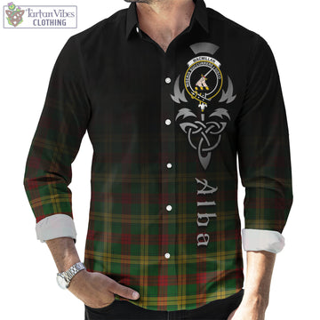 MacMillan Society of Glasgow Tartan Long Sleeve Button Up Featuring Alba Gu Brath Family Crest Celtic Inspired