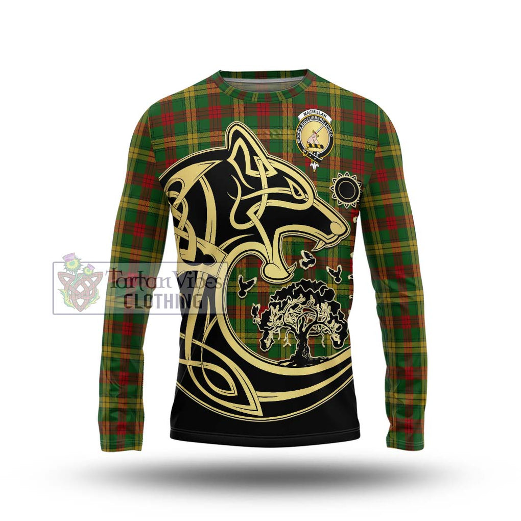 MacMillan Society of Glasgow Tartan Long Sleeve T-Shirt with Family Crest Celtic Wolf Style Unisex - Tartan Vibes Clothing