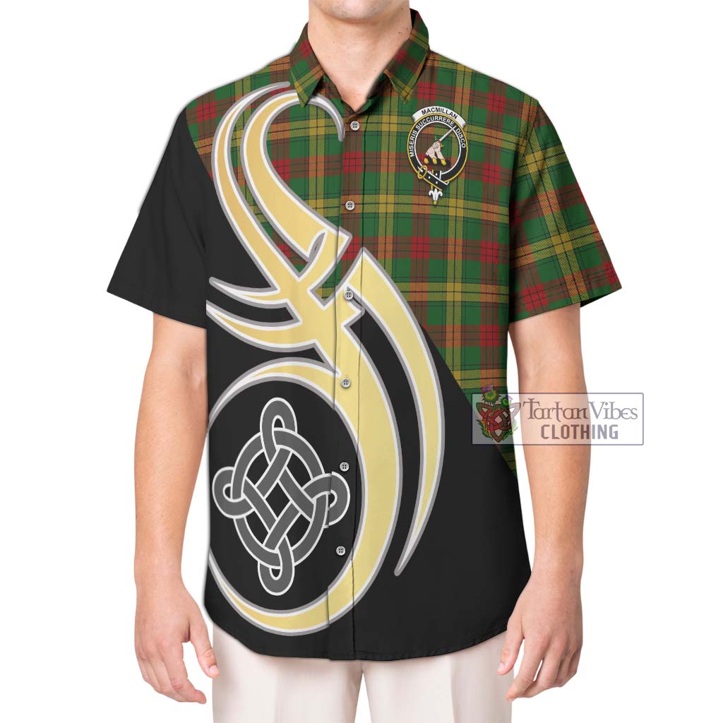 MacMillan Society of Glasgow Tartan Short Sleeve Button Shirt with Family Crest and Celtic Symbol Style Kid - Tartan Vibes Clothing