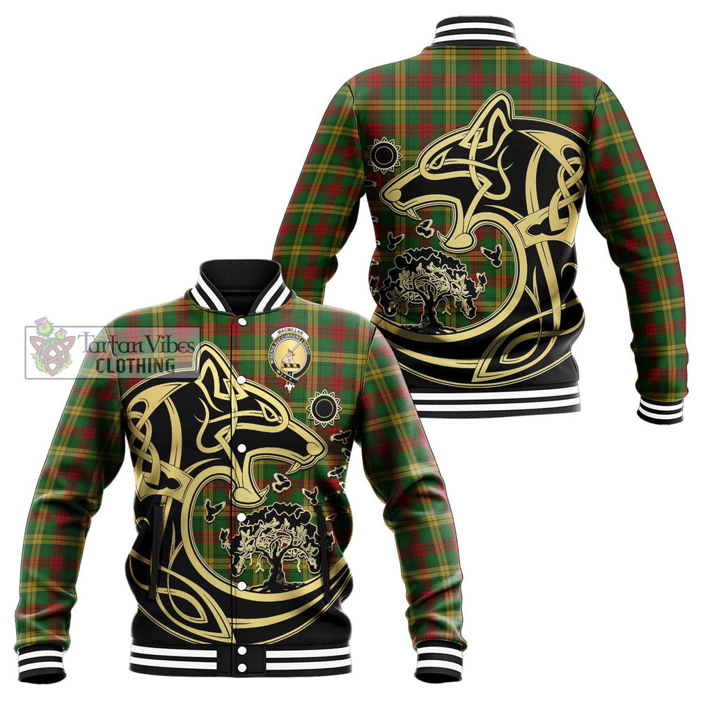 MacMillan Society of Glasgow Tartan Baseball Jacket with Family Crest Celtic Wolf Style Unisex - Tartan Vibes Clothing