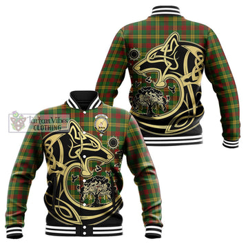 MacMillan Society of Glasgow Tartan Baseball Jacket with Family Crest Celtic Wolf Style