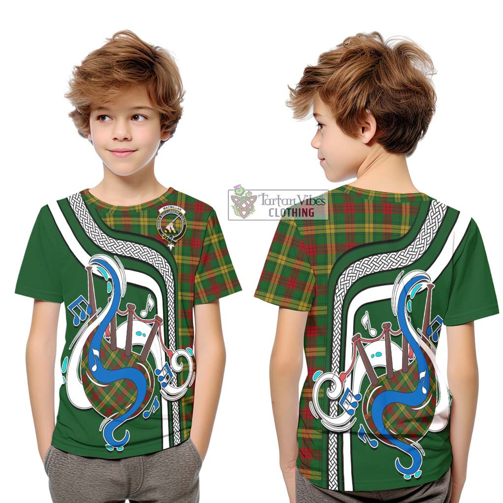 Tartan Vibes Clothing MacMillan Society of Glasgow Tartan Kid T-Shirt with Epic Bagpipe Style