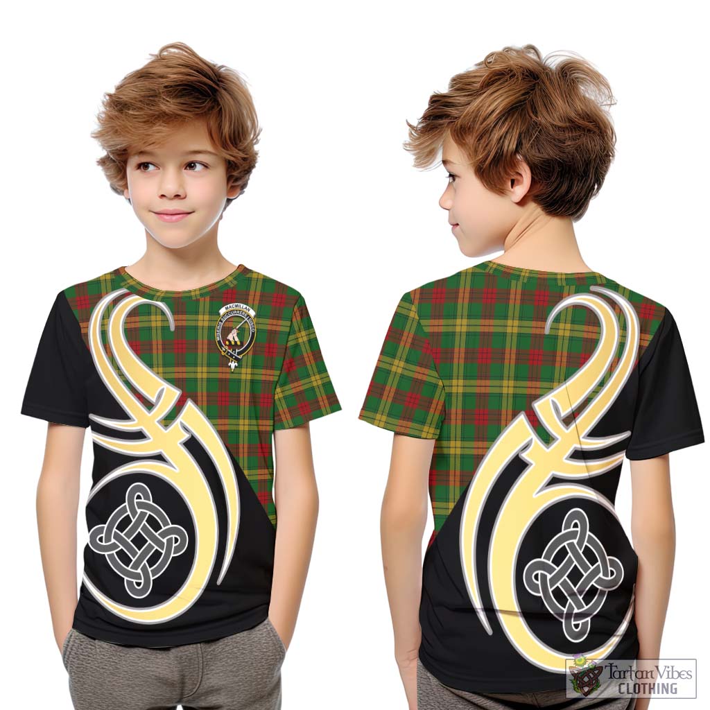 MacMillan Society of Glasgow Tartan Kid T-Shirt with Family Crest and Celtic Symbol Style Youth XL Size14 - Tartan Vibes Clothing