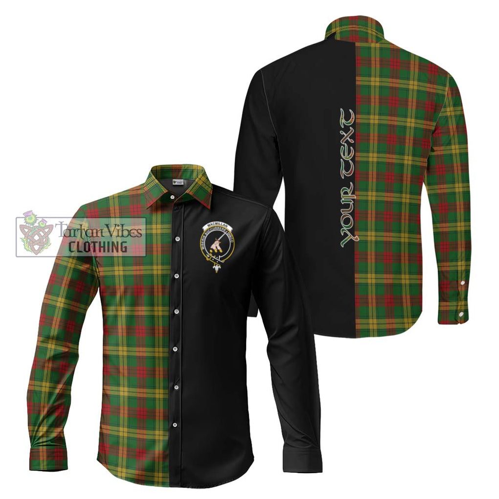 MacMillan Society of Glasgow Tartan Long Sleeve Button Shirt with Family Crest and Half Of Me Style Men's Shirt S - Tartanvibesclothing Shop