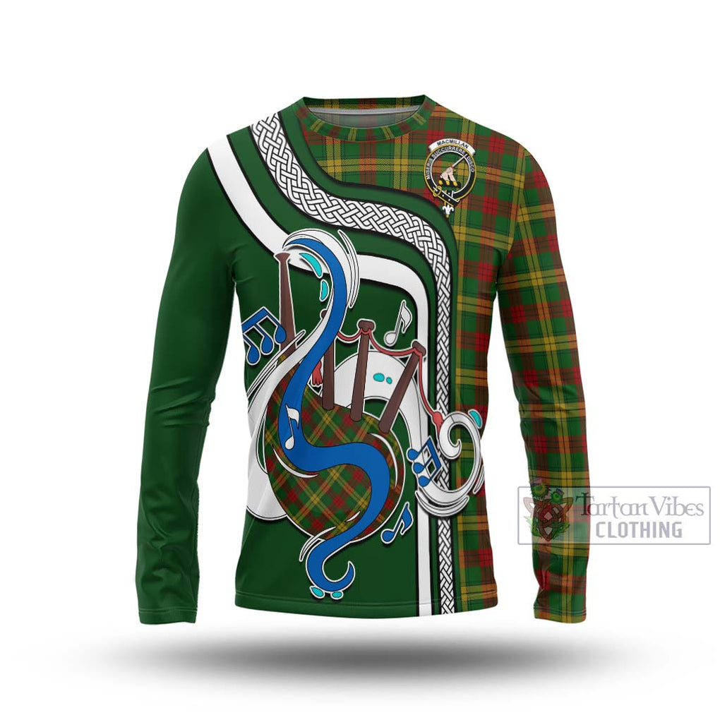 Tartan Vibes Clothing MacMillan Society of Glasgow Tartan Long Sleeve T-Shirt with Epic Bagpipe Style