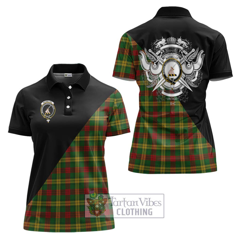 MacMillan Society of Glasgow Tartan Women's Polo Shirt with Family Crest and Military Logo Style Women - Tartanvibesclothing Shop