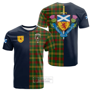 MacMillan Society of Glasgow Tartan Cotton T-shirt Alba with Scottish Lion Royal Arm Half Style