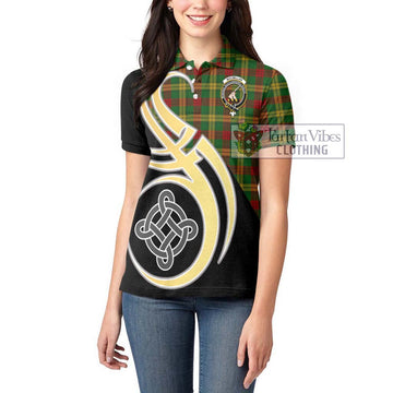 MacMillan Society of Glasgow Tartan Women's Polo Shirt with Family Crest and Celtic Symbol Style