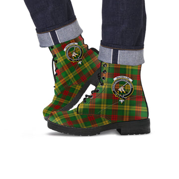 MacMillan Society of Glasgow Tartan Leather Boots with Family Crest