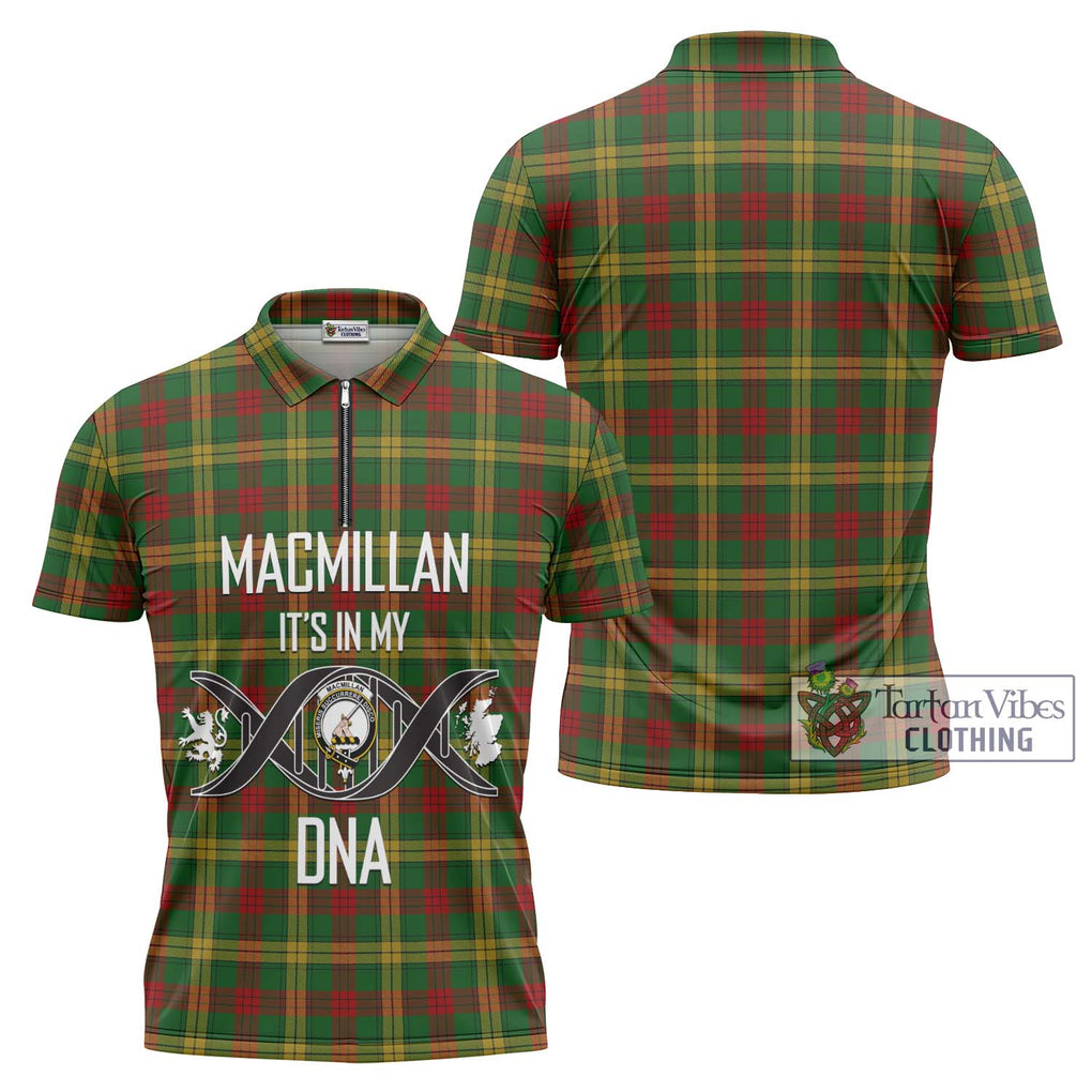 MacMillan Society of Glasgow Tartan Zipper Polo Shirt with Family Crest DNA In Me Style Unisex - Tartanvibesclothing Shop