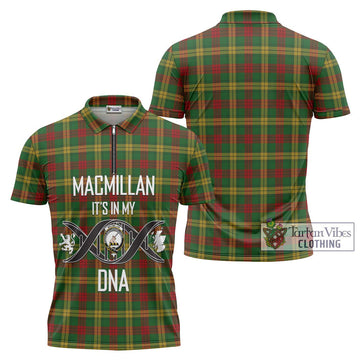 MacMillan Society of Glasgow Tartan Zipper Polo Shirt with Family Crest DNA In Me Style